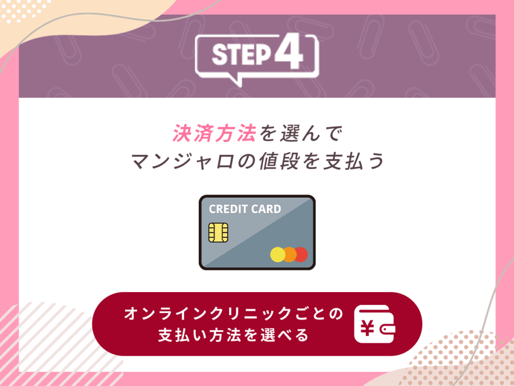 決済方法を選んでマンジャロの値段を支払う